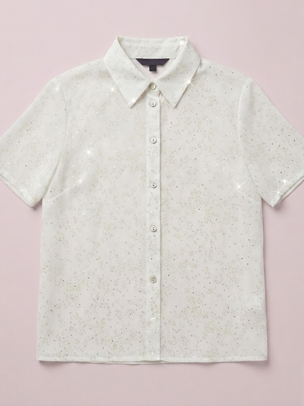 NWT White Stardust Floral Button-Down Shirt